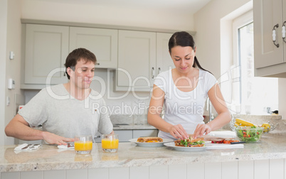 Two young people having lunch