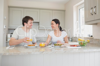 Young couple enjoying lunch