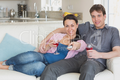 Relaxing couple in the living room