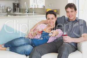 Relaxing couple in the living room