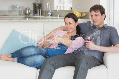 Young couple relaxing in the living room