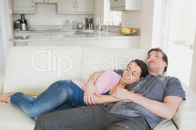 Young couple sleeping