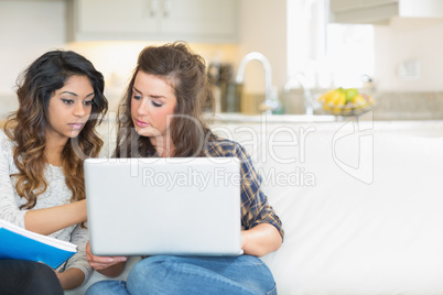 Girls working with laptop