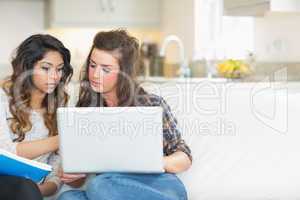 Girls working with laptop