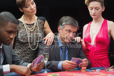 Man playing poker is angry