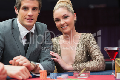 Couple playing poker