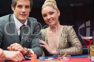 Couple playing poker