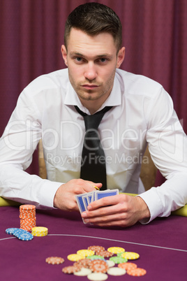 Man sitting at poker table