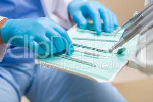 Dental equipment close up on surgery table