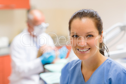 Dental assistant smiling woman friendly nurse