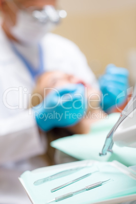 Dental equipment close up stomatology clinic