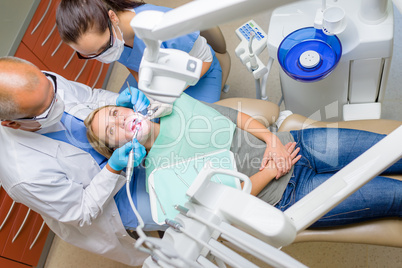 At the dentist patient lying dental chair