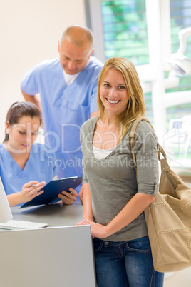 Female patient coming to dental surgery