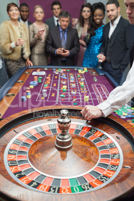 People standing at the roulette