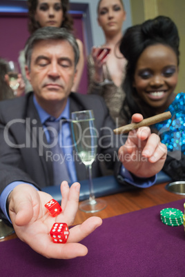 Man playing craps