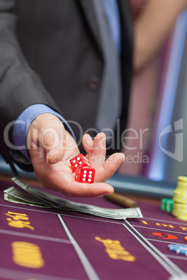 Man holding dice