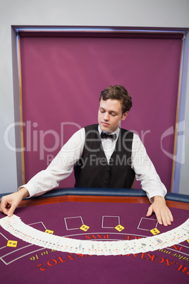 Dealer spreading the deck