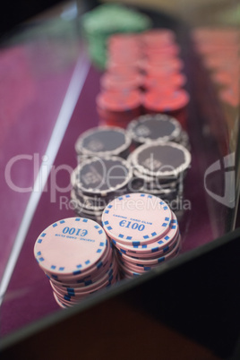 Chips on the table in a casino