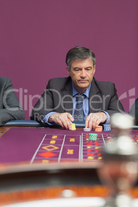 Man concentrating on roulette