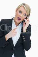 Woman on the phone having heated discussion