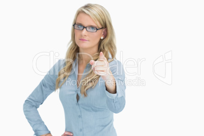 Woman looking strictly at camera
