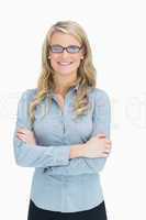 Woman with glasses crossing her arms