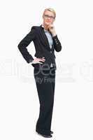 Businesswoman considering while standing
