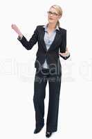 Businesswoman standing and talking