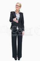 Businesswoman wanting to shake hands