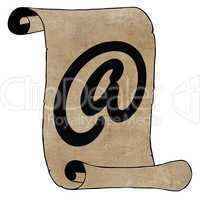 Symbolism Modern Email Symbol on Old Paper Scroll