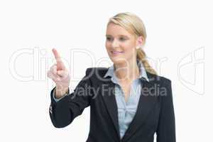 Businesswoman indicating something