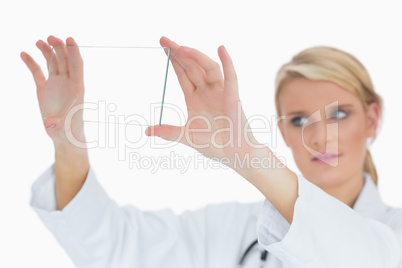 Doctor analysing blank pane