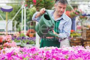 Florist watering plants