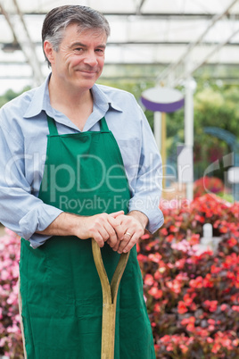 Man holding a spade