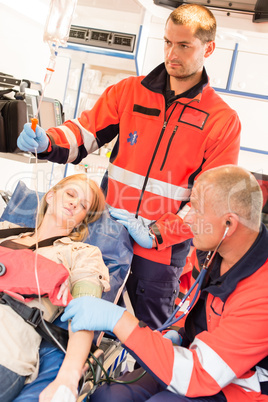 Unconscious patient woman emergency ambulance