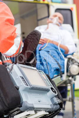 Emergency defibrillator patient ambulance
