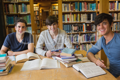 Students looking up from studying