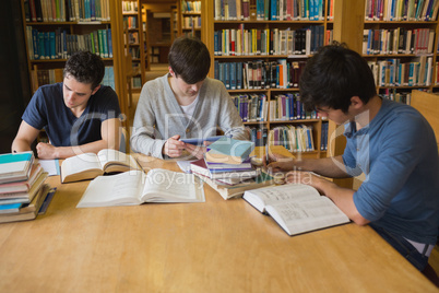 Students doing assignments in library