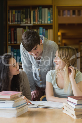 Student is talking to his classmates