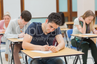 Students in an exam