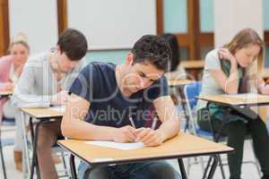 Students in an exam