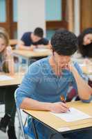 Student taking exam