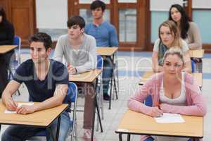 Students sitting in the exam room