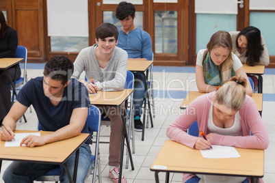 Students sitting in exam room