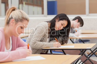 Students taking an exam