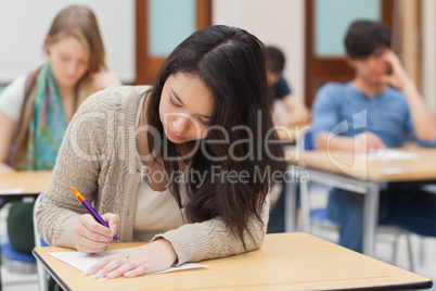 Woman doing an exam