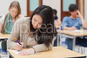 Woman doing an exam