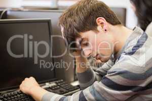 Student sleeping at the computer