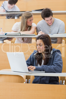 Student using laptop in lecture