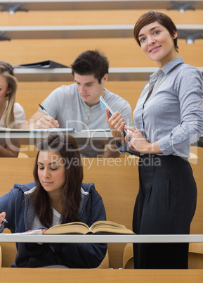 Students working at the lecture hall